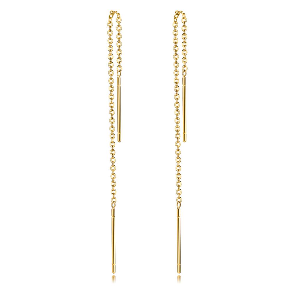 Long Threader Earrings for Women, Thin Linear Earring,Stainless Steel Chain Drop Ear Line , Fashion Korean Jewelry