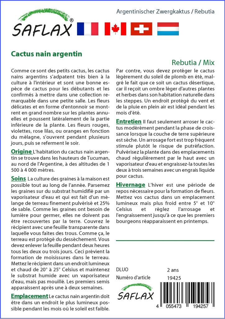 SAFLAX Ребутия - 40 семян - С горшечным субстратом для лучшего выращивания - Ребутия Микс