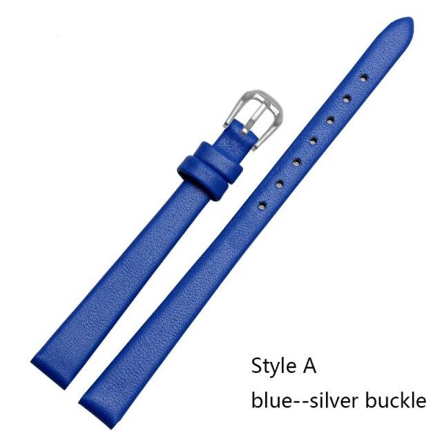 Женский браслет для часов из натуральной кожи, модный ремешок для часов, наручные часы, мини-ремешок 6 мм, 8 мм, 10 мм, 12 мм, 14 мм, маленький размер, красный ремешок для часов