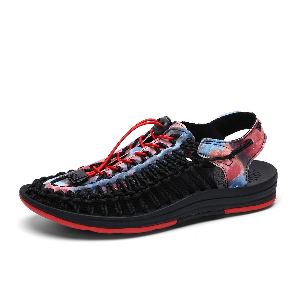 2025 Foreign Trade Men's New New Color Woven Sandals Fashionable Casual Couple Sandals Comfortable and Breathable Outdoor Sandals