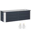 Steel raised garden bed, planter box, flower box, flower pot with gloves, charcoal gray, 125 x 47 x 44 cm