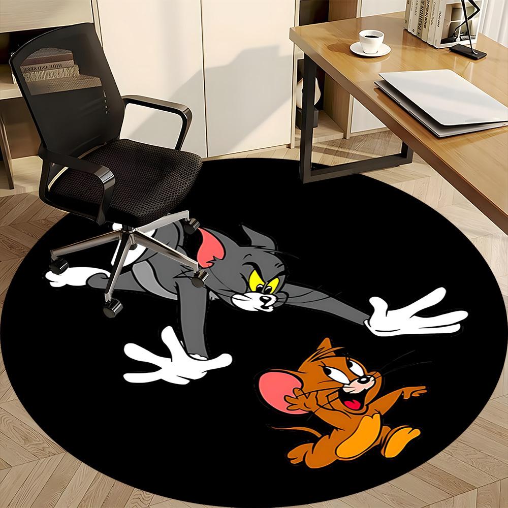 1pc Tom Jerry Office Round Area Rug, Under Office Chairs Bedroom Living Room Home Decor, Room Decoa1016102