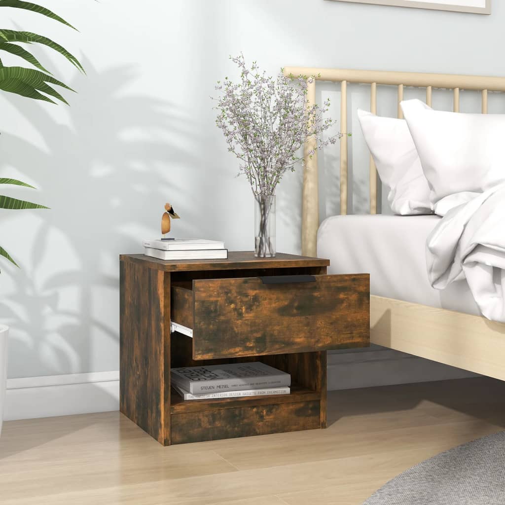 Nightstands 2 pcs Smoked Oak Wood Based Material