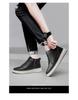 Men's Mid-Top Round Toe Lace-Up Leather Casual Shoes with Height Boost