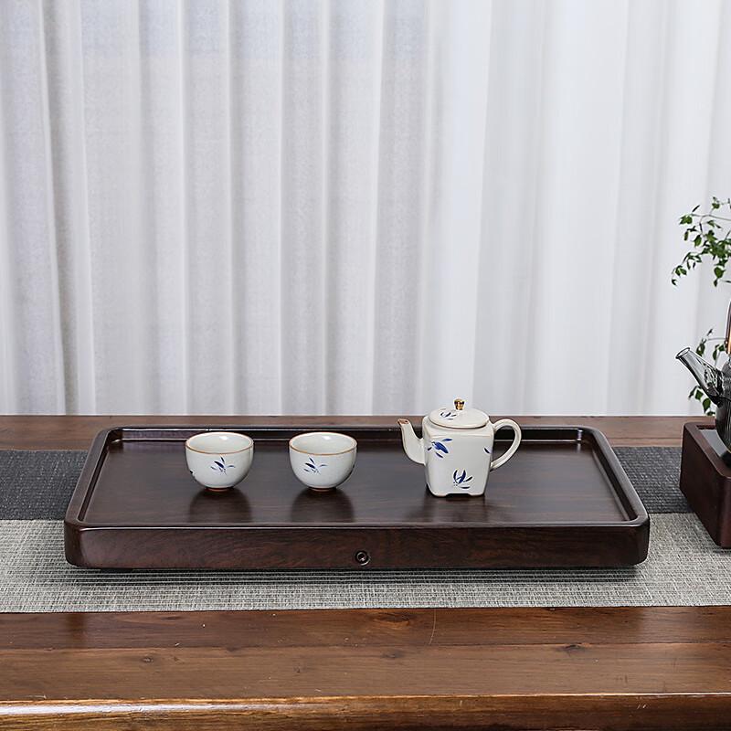 Shangqi Ebony Wood Grain Bamboo Tea Tray with Drainage