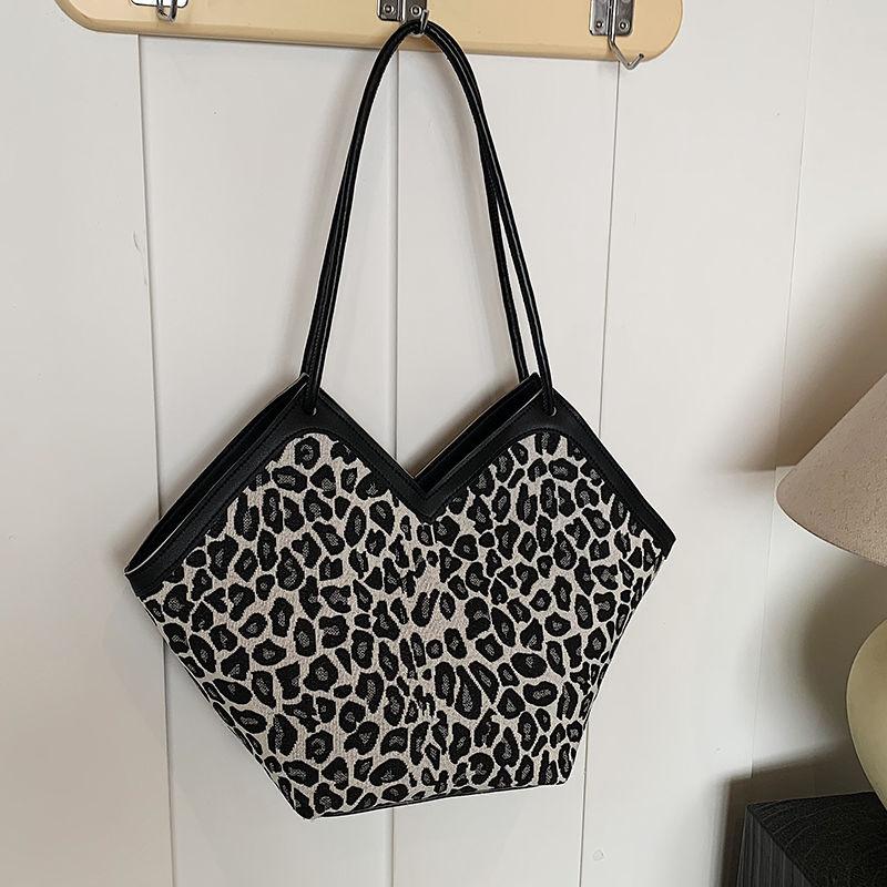 Большая вместительная сумка с леопардовым принтом, модная ретро-сумка на одно плечо для женщин, универсальная сумка-тоут для женщин