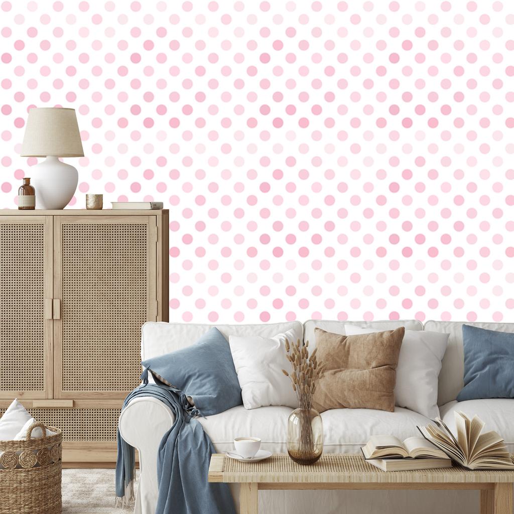 Pink Circles Wallpaper for Living Room and Bedroom 50x1000
