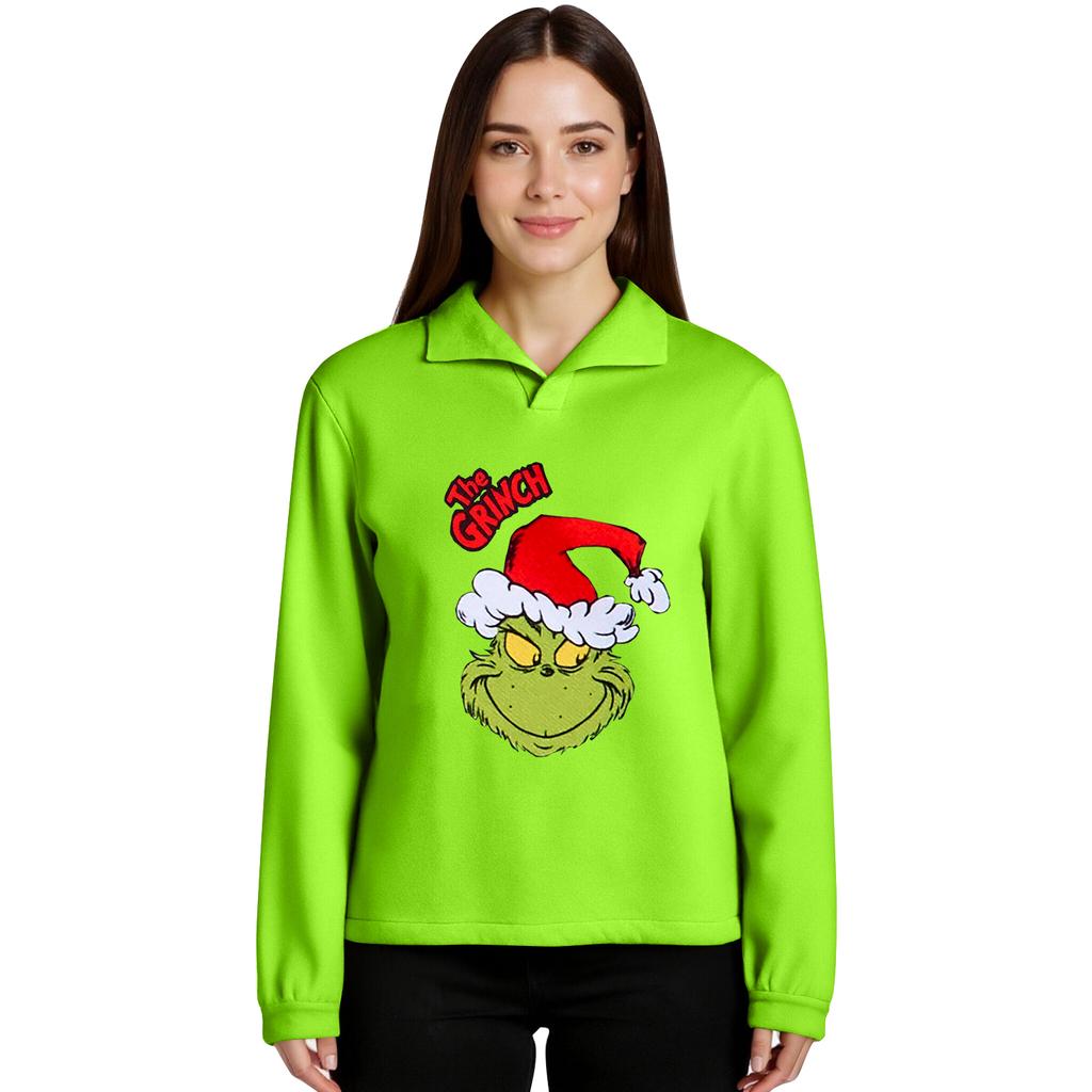 Женский пуловер с длинными рукавами и воротником-стойкой, спортивный топ с рождественским принтом