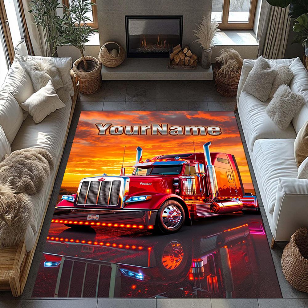 Peterbilt Heavy Trucks Personalized Text Floor Rug Office Rug Suitable for Balcony Dormitory Foyer Hallway Anti-slip Rug Decorate Offices