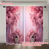 2 шт. Розовые шторы с цветочным принтом - 2D плоские набивные полиэстеровые шторы с кулиской для декора гостиной, спальни и кабинета
