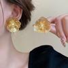 2024 Elegant Retro Metallic Floral Silver Stud Earrings for Women
