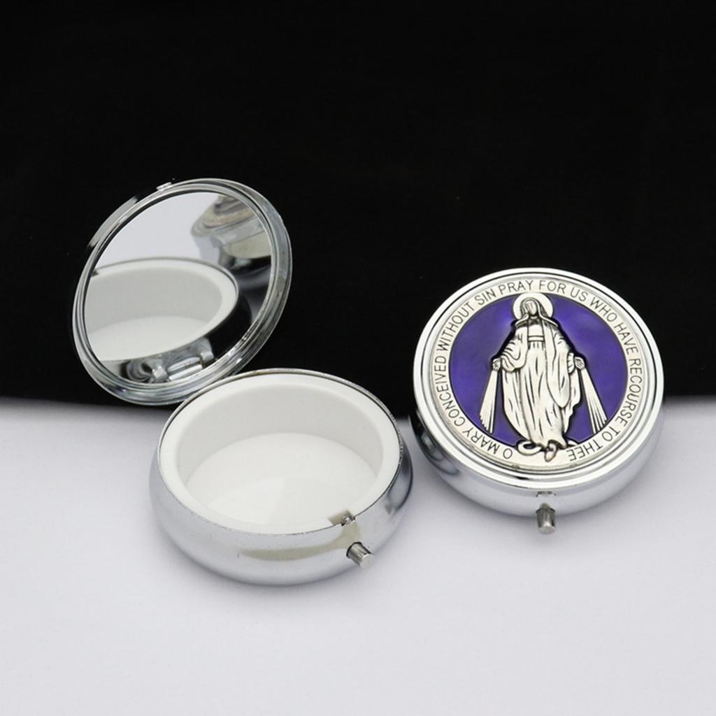 Elegant Metal Jewelry Box With Built In Makeup Mirror For Christian Home Decorations And Religious Relic Storage