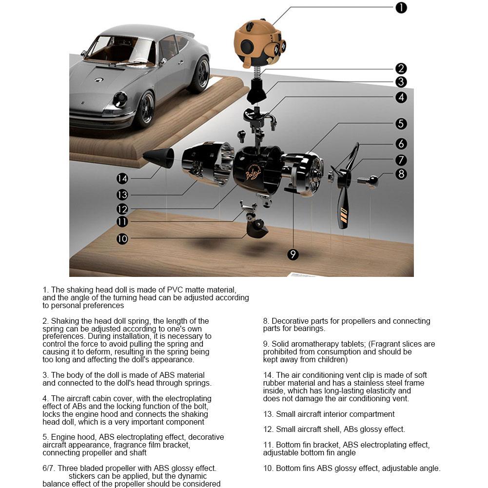 Освежитель воздуха с трясущейся головой, пропеллер для автомобильного вентиляционного отверстия, диффузор для куклы-скелета, автомобильные ароматизаторы, Air Pilot Skul Z4M8
