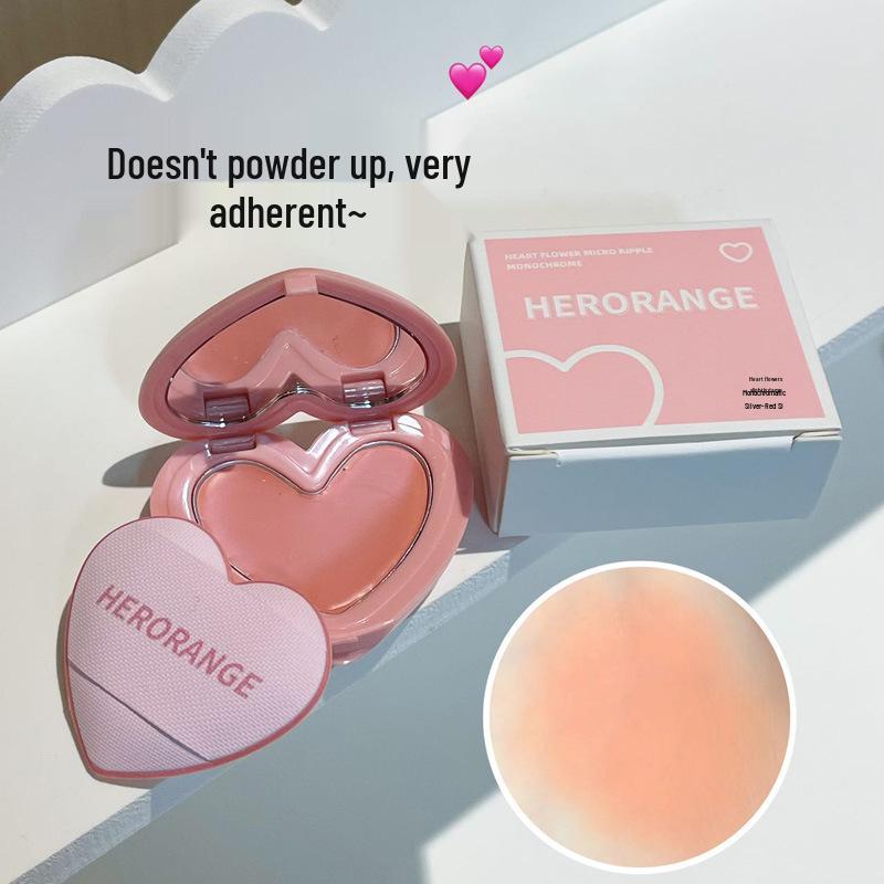 HERORANGE Матовые кремовые румяна в форме сердца - Натуральный цвет, Мелкая текстура, Низкая насыщенность, Девочковое очарование.