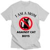 Funny Anime I Am A Mom Against Cat Boys Tshirt Novelty Classic Graphics Tshirts Mens Casual Short Sleeve Loose Tee Shirts Top