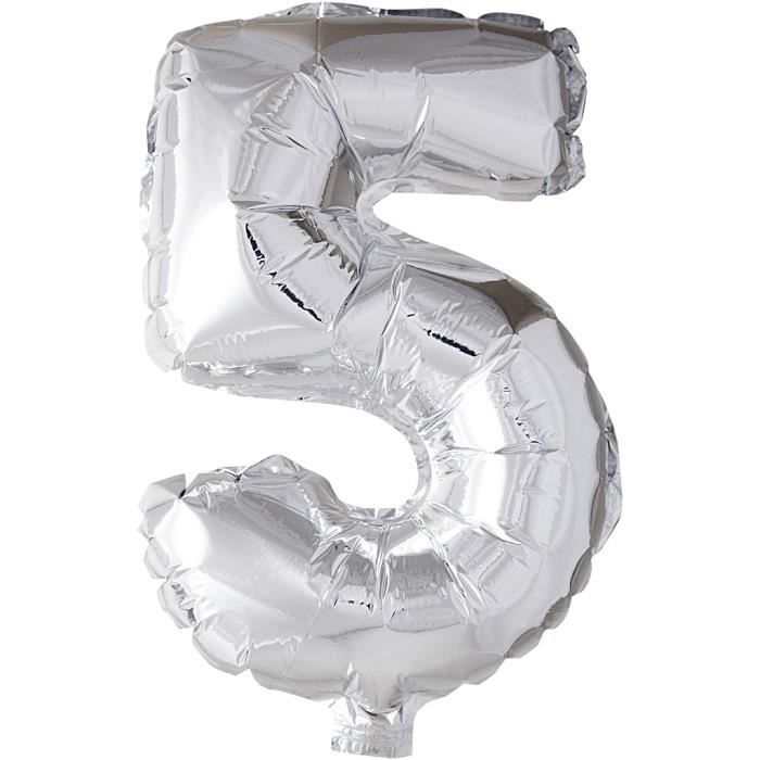 Ballon chiffre - HAPPY MOMENT - 5 - Aluminium - Hélium - Décoration anniversaire