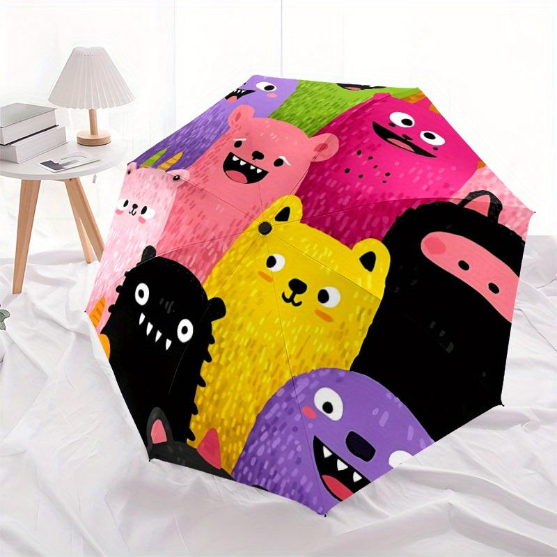 1 шт. Зонт-автомат «Вечеринка Монстров» с кнопкой одного нажатия, Ветрозащитная конструкция, Легкий портативный зонт для женщин и мужчин6095