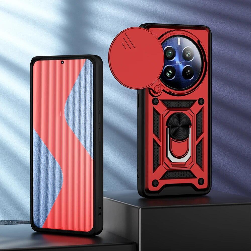 KEYSION Противоударный защитный чехол для Realme 12 Pro + 12 5G, защитное кольцо для слайдера, подставка для телефона, задняя крышка для OPPO Realme 12 5G
