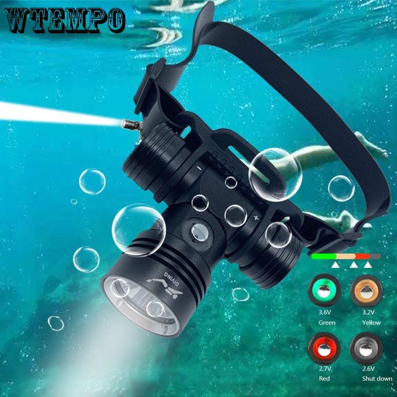 Diving Headlamp 20-40 Meters Waterproof Underwater Headlight L2 Led Head Flashlight