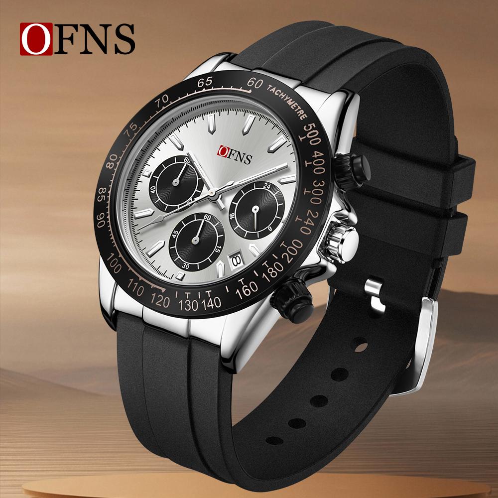 Роскошные мужские кварцевые часы, многофункциональные, три очка, шесть стрелок, хронограф, водонепроницаемые, ночник, мужские кварцевые часы