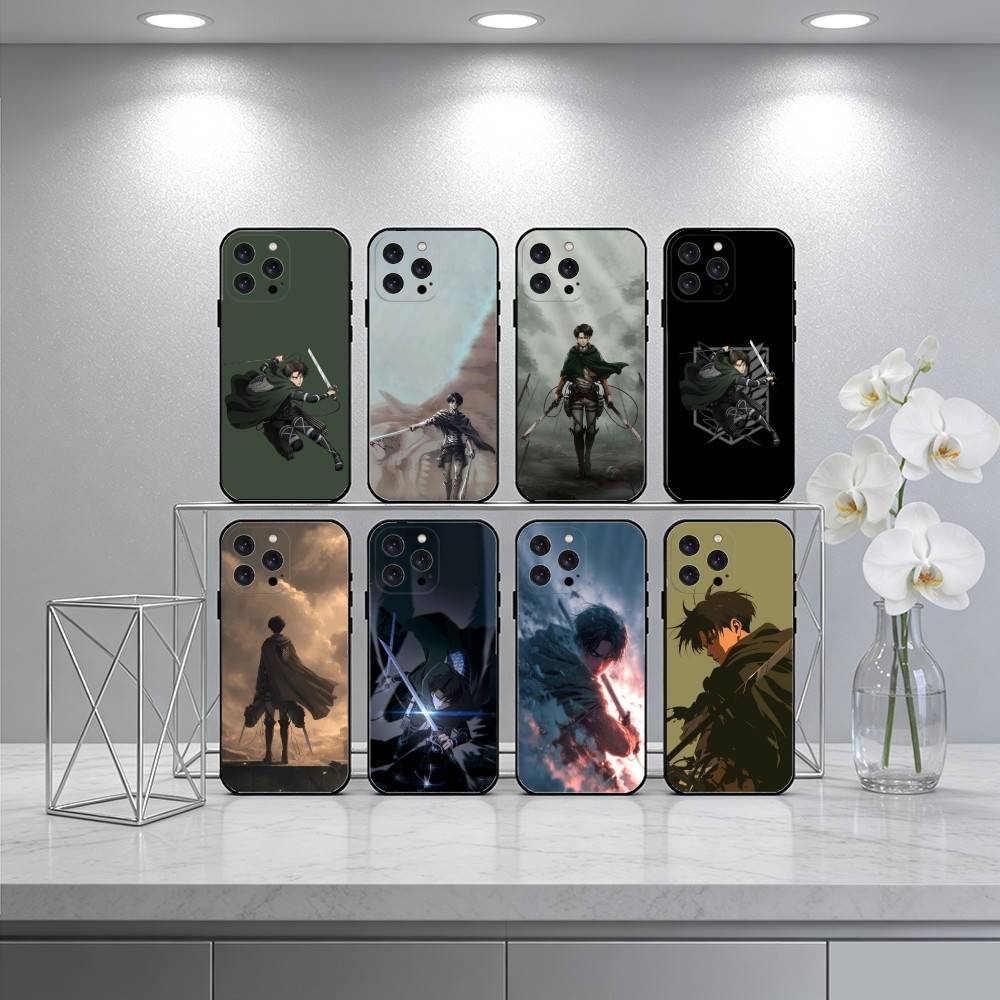 Чехол для телефона L-Levi A-Атака Титанов Для iPhone 17 16 15 14 13 12 Max Plus Силиконовый Черный Чехол