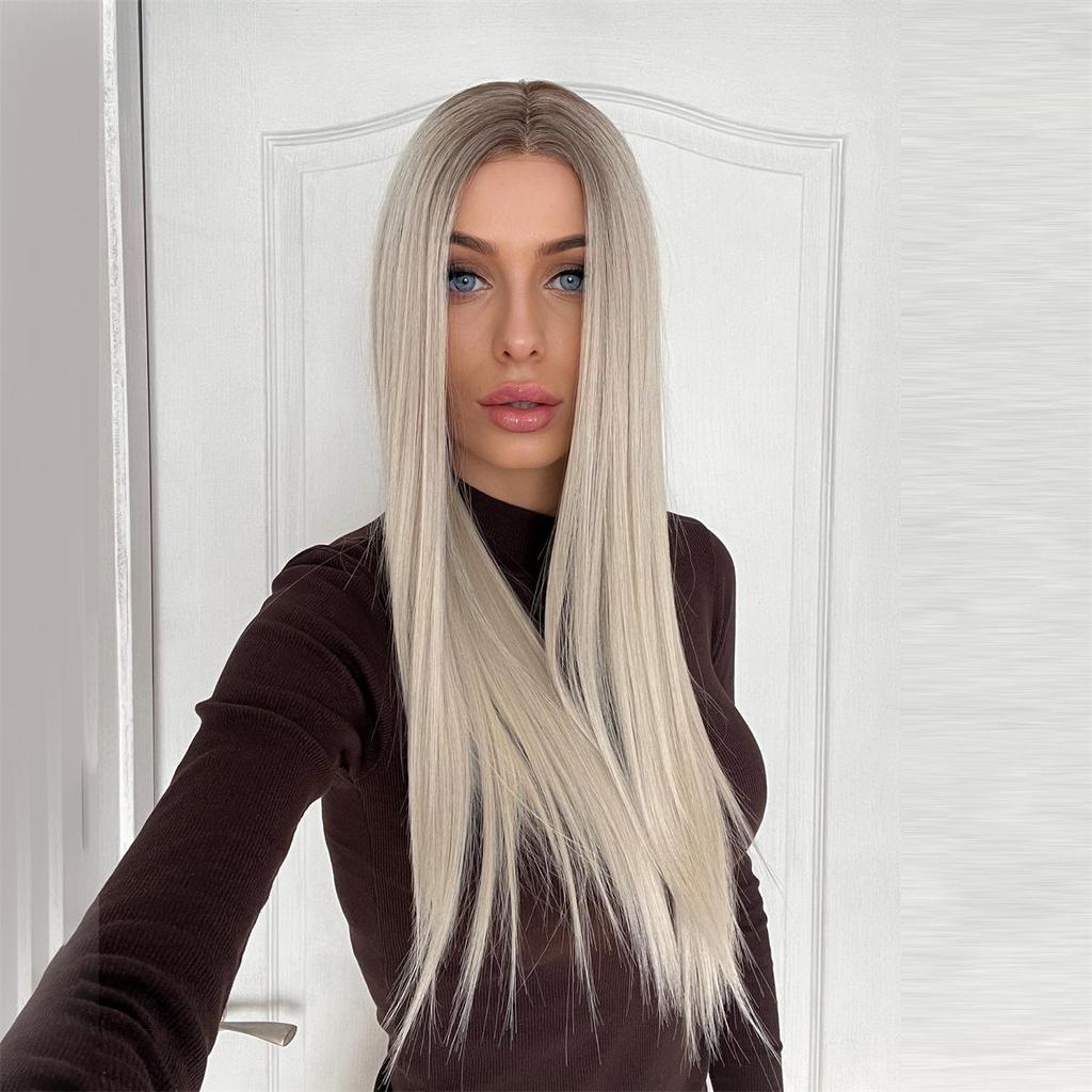 BLONDE UNICORN Длинный синтетический прямой платиновый парик с омбре для женщин, косплей, волосы высокой плотности, термостойкие