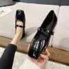 Square Head Mary Jane Women's Shoes Single Shoes Women's Flat Spring and Autumn Brown New Temperament Small Fragrant Fairy Shoes