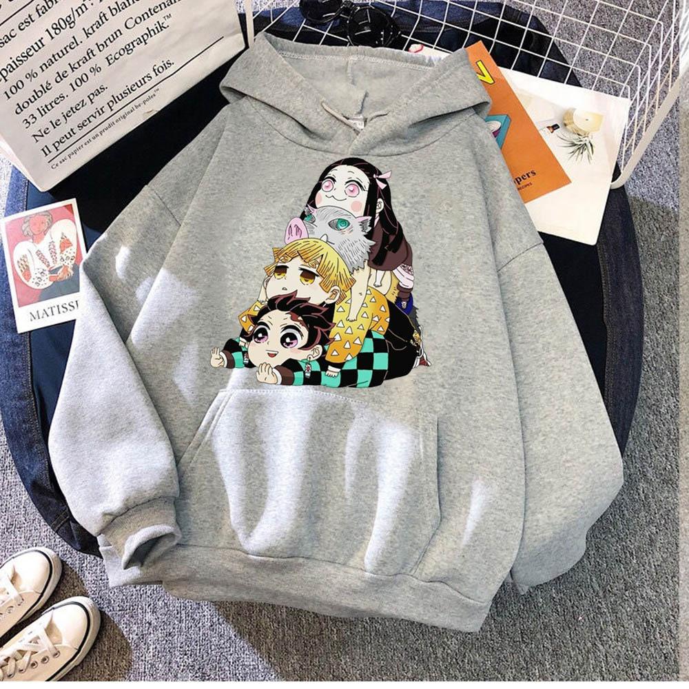 Kawaii Demon Slayer Hoodie Японская графика Аниме Hoodie Tops Одежда