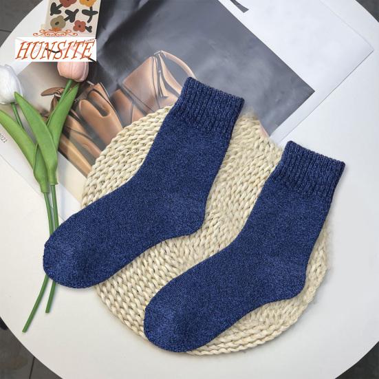 1 пара мужских зимних носков, толстый мягкий плюш, однотонный, защита лодыжки, средняя трубка, эластичные противоскользящие, термовязаные, противоскользящие носки для пола