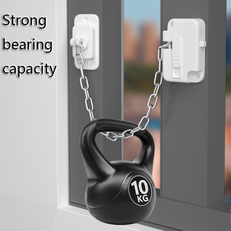 1 Pc ABS Child Safety Window Limiter Lock, Adjustable No-Drill Chain Latch for High-Rise Windows and Sliding Doors, FT6 White