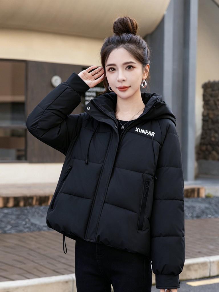 Winter down cotton-padded clothes women's fashion short hooded cotton-padded jackets are cold-proof and warm, thickened loose cotton-padded jackets