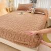Warm Fitted Bed Sheet Taff Velvet Fleece Bed Linen Coral Fleece Bed Sheet with Elastic Band Bedsheet Mattress Protection Cover(No Pillowcase)