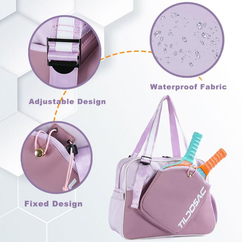 with Shoe Compartment Pickleball Racket Shoulder Bag Nylon Pickleball Handbag  Outdoor Sports