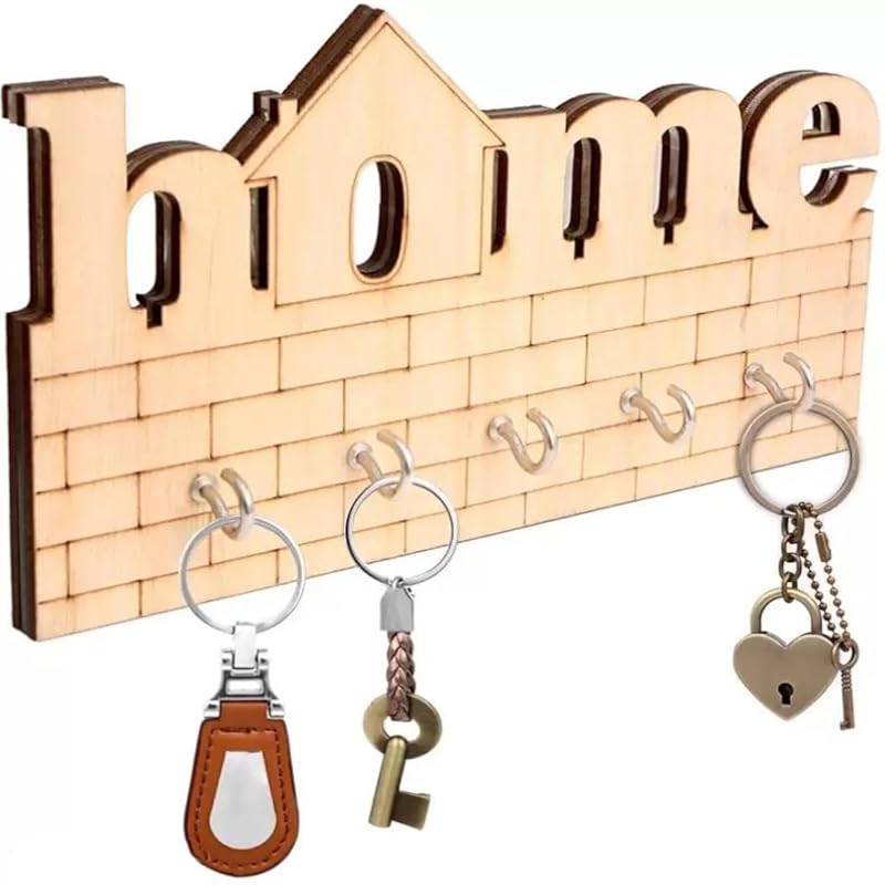 Ofixo 5 Hooks Stylish Key Hanger Wall Mounted (Pack Of Home Keys Wooden Key Holder Wood Keys Organizer For Office & Hom