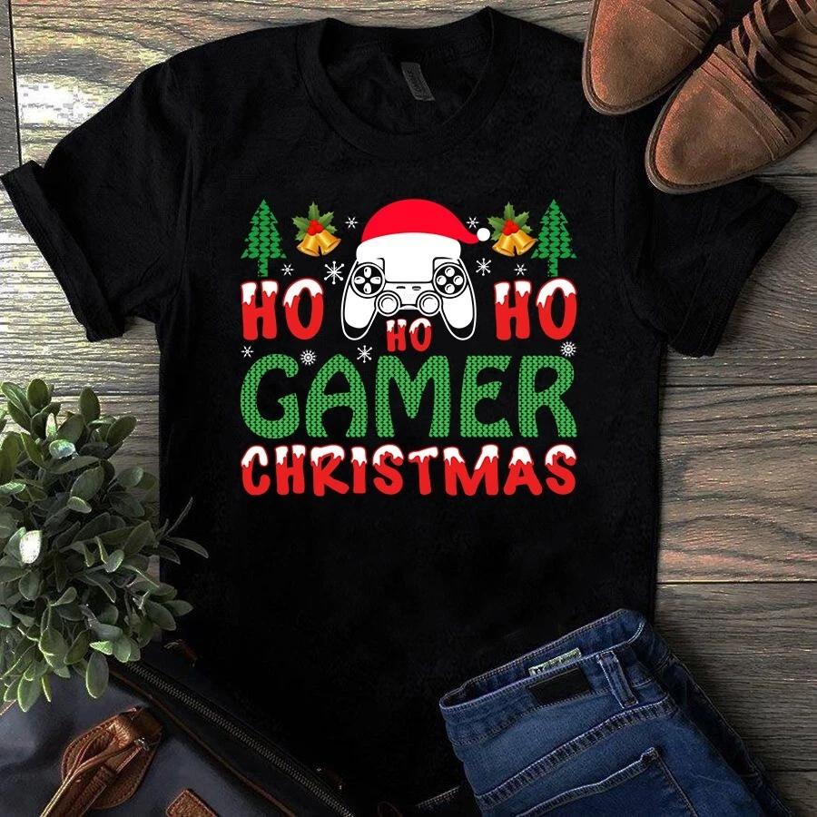 Men's and Women's T-shirts Ho Ho Ho Gamer Christmas Xmas Gift