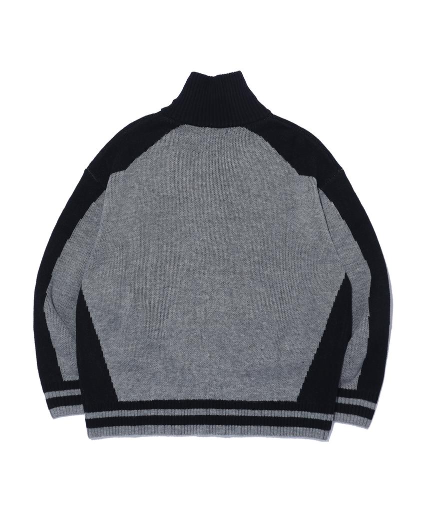 Eonoideu Жаккардовый вязаный кардиган с высоким воротником и молнией, Color Block Lq5Su516_Melange Grey