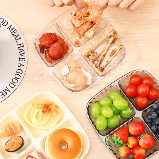 Разделенная тарелка, легко чистящаяся многоразовая пищевая тарелка с четырьмя отделениями, дизайнерская тарелка для соуса для домашней кухни