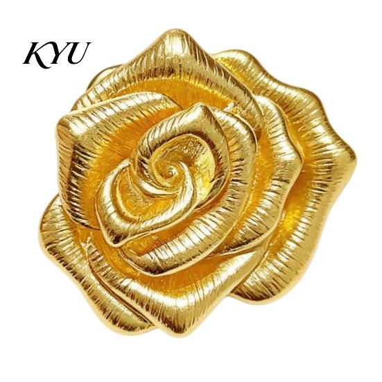 Elegant Floral Badge Vintage Golden Plated Rose Brooch, Metal Flower Lapel Pin for Brooch Women, Relief Suits Dresses Shirts Scarves Romantic Jewelry