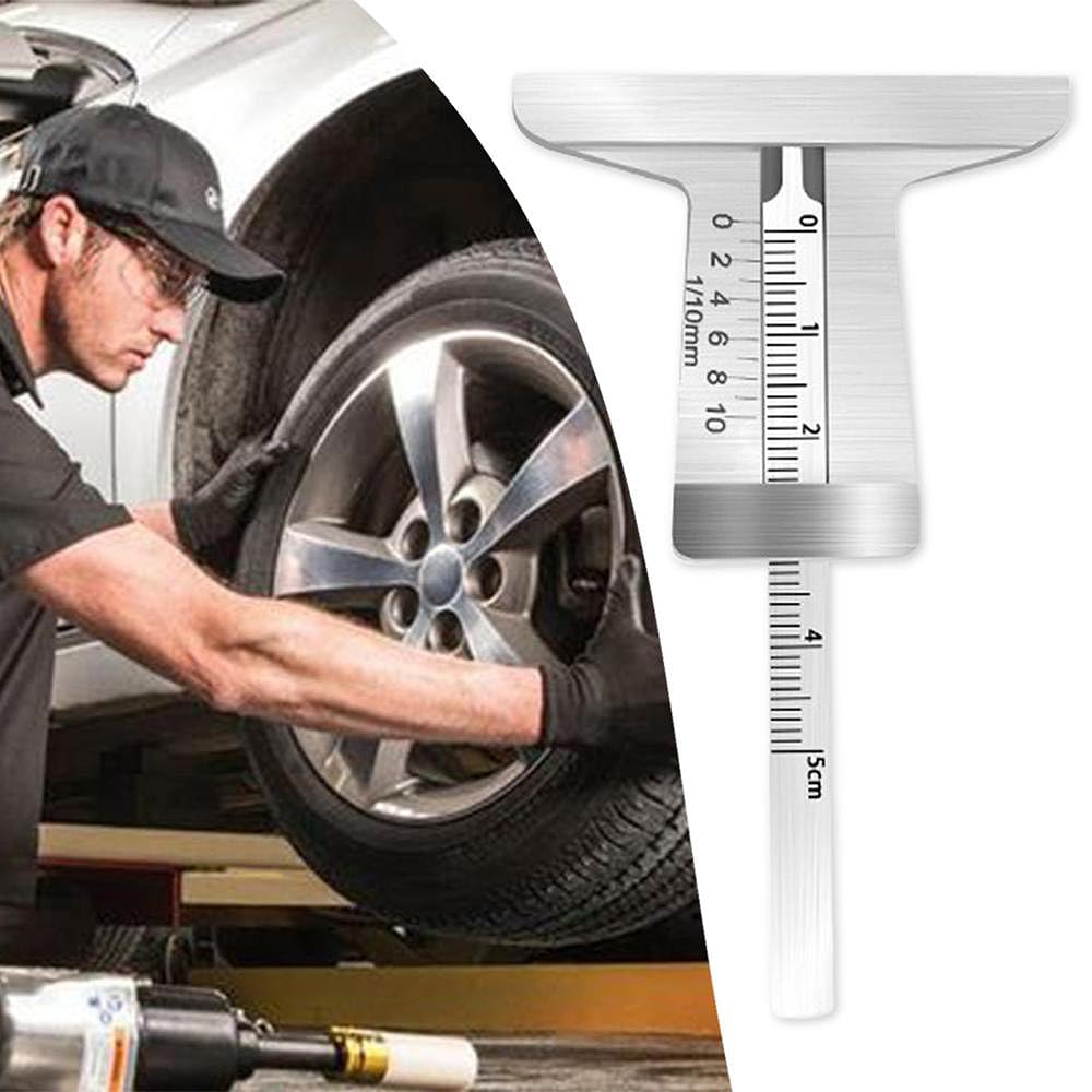 HAUUFENN Tire Groove Gauge 0-50mm Stainless Steel Tire Gauge Air Gauge Car Tire Pressure Gauge Pallet Measurement