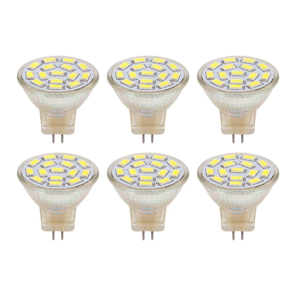 6PCS 12V GU4 LED Bulb Glass MR11 Spotlight Durable LED Light Bulb Track Lighting