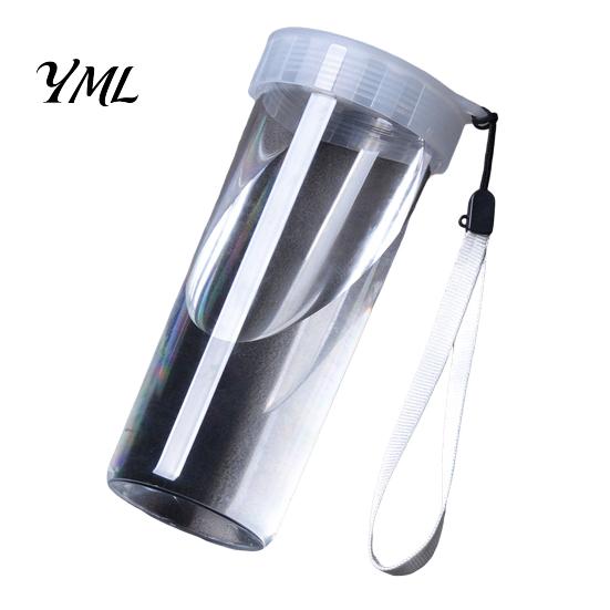 Cute Office Desktop Cup Transparent Water Cup, Portable Plastic Bottle, with Strap Reusable Handle, Clear Heat-resistant Drinkware, for School