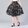 Women's Summer Floral Ice Silk Pleated Skirt - Mid-Length with Elastic Waist