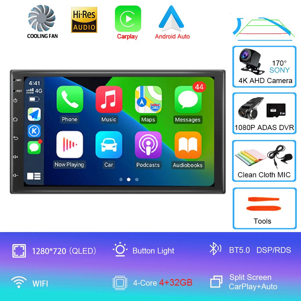 Универсальная 7" Автомагнитола GPS 2 din Android 11 Auto Carplay Для Volkswagen Nissan Hyundai Toyota Мультимедийный плеер