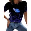 2023 New Butterfly Lady T-shirt 3D Floral Print Round Neck Casual Niche Design Sense Clothing Female Pattern Lovely Short Sleeve