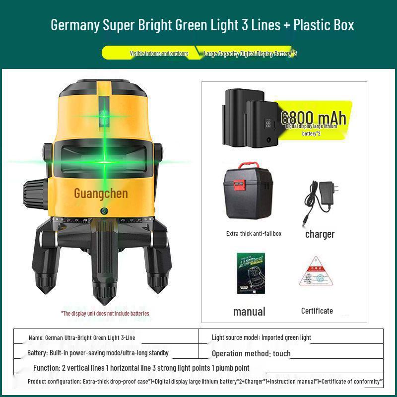 Высокоточный лазерный уровень с зеленым и синим светом, инфракрасный - 2, 3 или 5 линий, яркий свет для улицы, автоматическое выравнивание