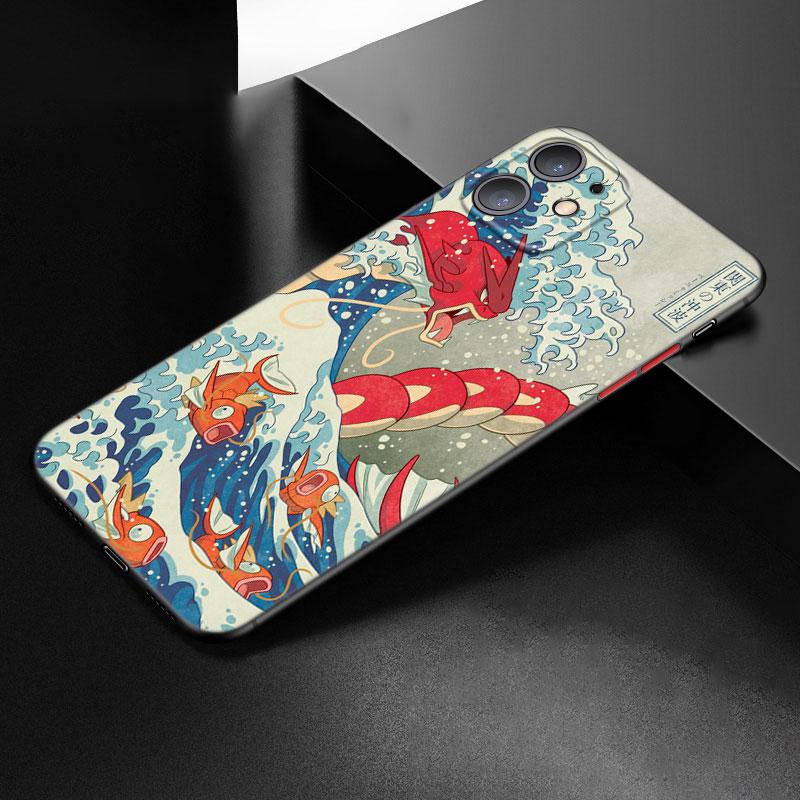 Japanese Wave Anime Dragon Phone Case For Apple iPhone 12 13 Mini 11 Pro Max XR X XS MAX 8 7 6S 6 Plus SE 5S 5 2020 Black Cover