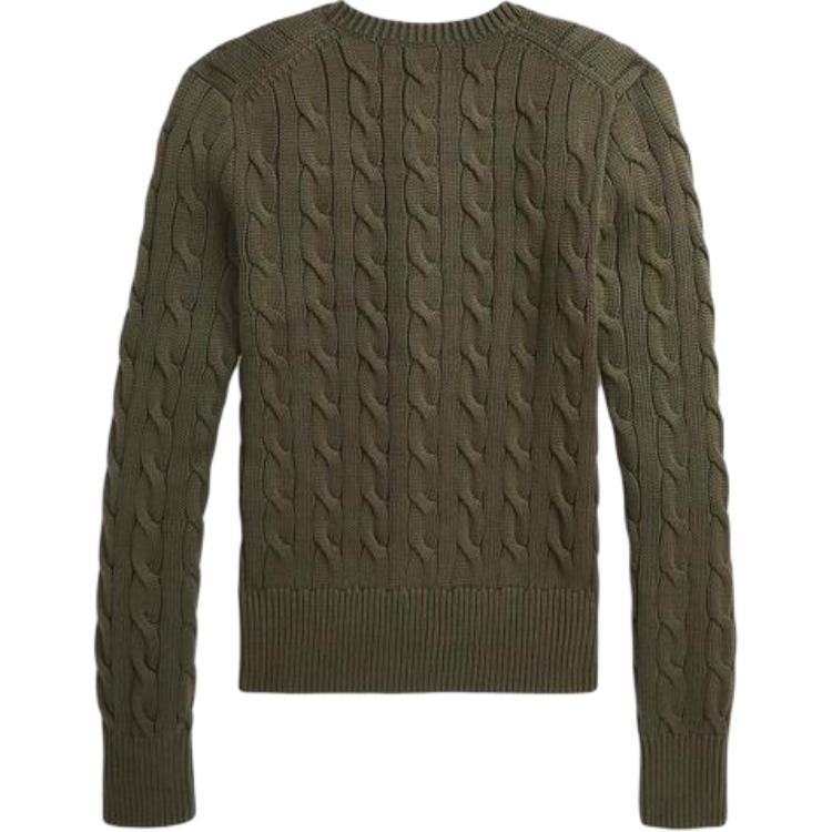 Polo Ralph Lauren Однотонный Однобортный С Круглым Вырезом С Длинным Рукавом Вязаный Свитер Женский свитер Оливковый WMPOSWENDW20355-300