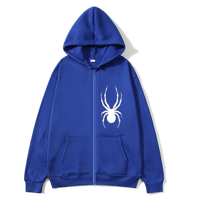 Толстовка на молнии с пауком, толстовка большого размера, уличная одежда, Женская толстовка с пауком, женская толстовка с карманом и длинным рукавом на молнии с пауком