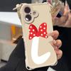 Red Bowknot Letter Flower A-Z Apple For Iphone 17 16 15 14 12 Phone Case Four Corner Anti Fall Protection Portable Hanging Rope