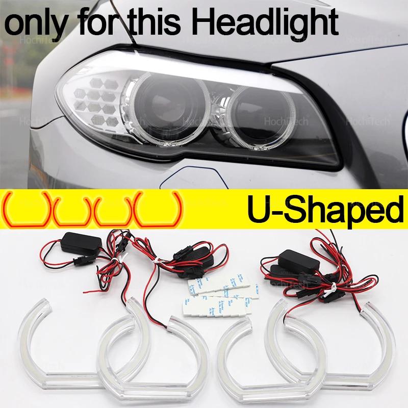 For BMW 5 Series F10 F11 M5 2010-2017 Lemon Yellow Color Rings DTM U Style Light LED Angel Eyes Kit CS CSL Style Car Accessories